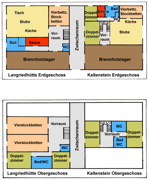 Hüttenplan Langriedhütte und Kaltensteinhütte in Flachauwinkel